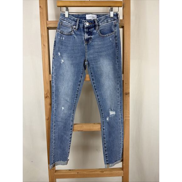 Dear John Denim - NWT Dear John Blue Distressed 5-Pocket Button Zip Skinny Jeans #1185 Size 25